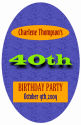 Oval Party Time Birthday Label